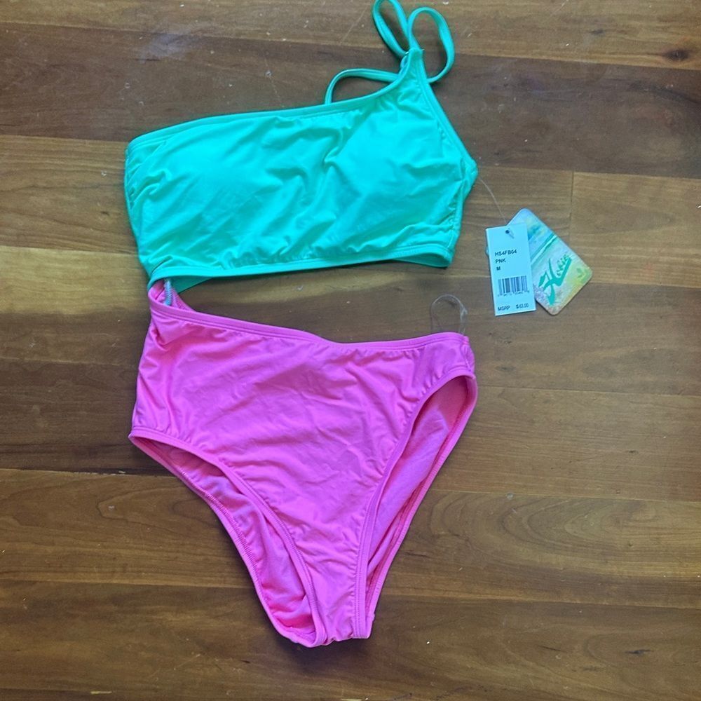 Hobie Aqua and Pink One Piece Swimsuit